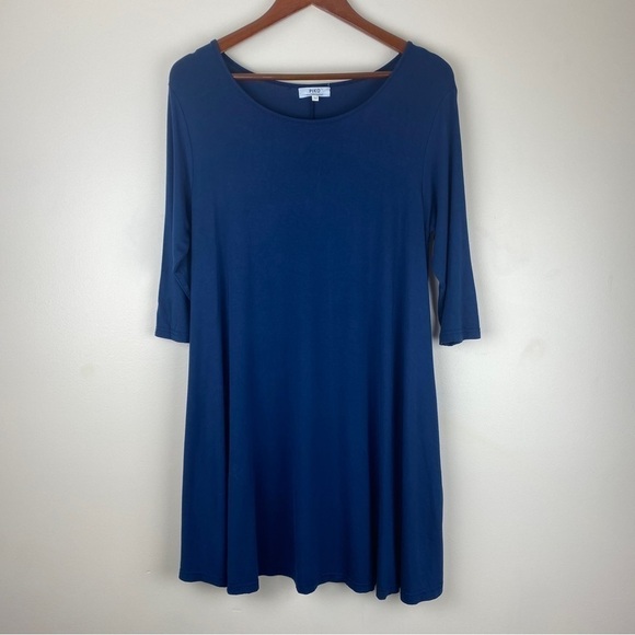 PIKO Woman’s Dress Medium Navy Quarter 3/4 Sleeve Pockets Crew Neck - Picture 6 of 6